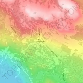 Топографическая карта Beitostølen, высота, рельеф