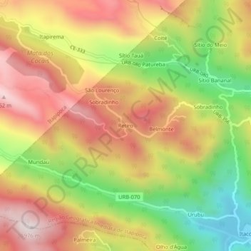 Топографическая карта Retiro, высота, рельеф
