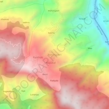 Топографическая карта Nandigaon, высота, рельеф