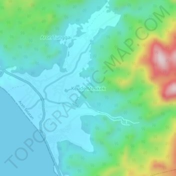 Топографическая карта Keude Meukek, высота, рельеф