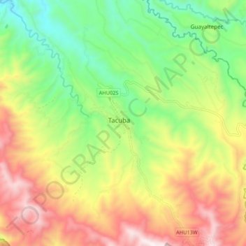 Топографическая карта Tacuba, высота, рельеф