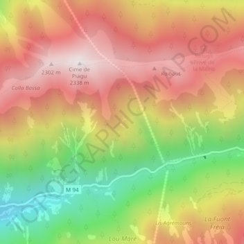 Топографическая карта Ventabrun, высота, рельеф