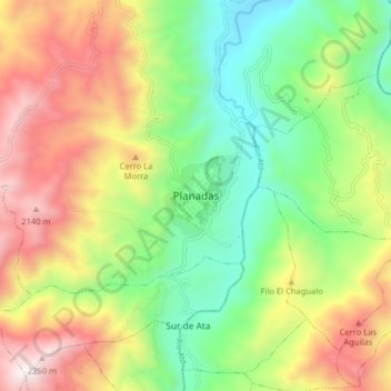 Топографическая карта Planadas, высота, рельеф