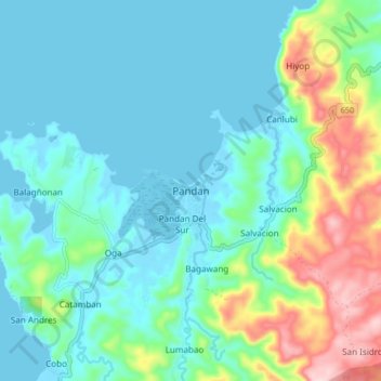 Топографическая карта Pandan, высота, рельеф