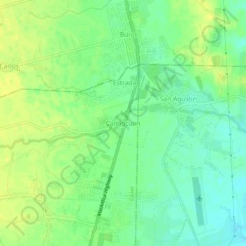 Топографическая карта Calingcuan, высота, рельеф
