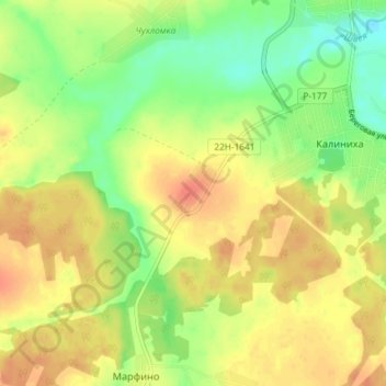 Топографическая карта Якшиха, высота, рельеф
