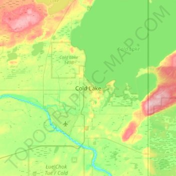 Топографическая карта Cold Lake, высота, рельеф