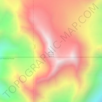 Топографическая карта Mount Thomas, высота, рельеф