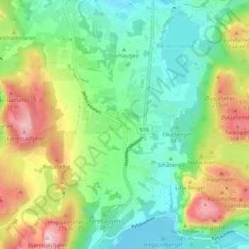 Топографическая карта Haugaland, высота, рельеф