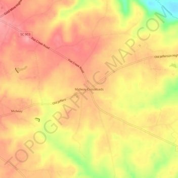 Топографическая карта Midway Crossroads, высота, рельеф
