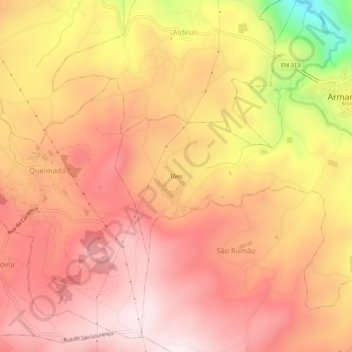 Топографическая карта Tões, высота, рельеф