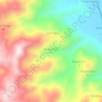 Топографическая карта Muara Tais Ii, высота, рельеф