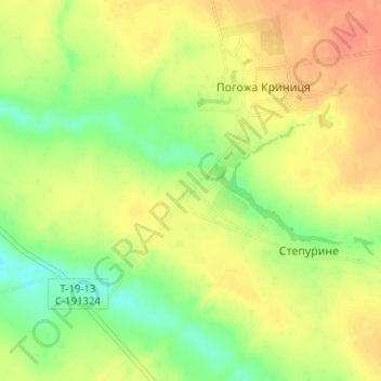Топографическая карта Степурино, высота, рельеф