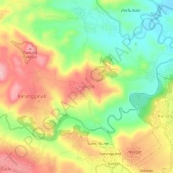 Топографическая карта Kendel, высота, рельеф