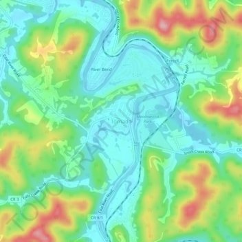 Топографическая карта Tornado, высота, рельеф
