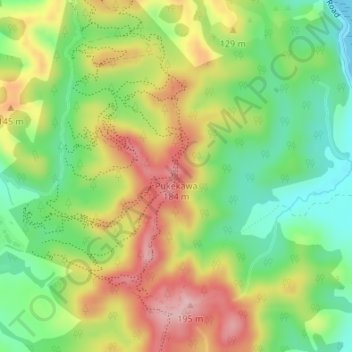Топографическая карта Pukekawa, высота, рельеф