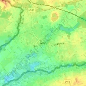 Топографическая карта Wiers, высота, рельеф