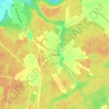Топографическая карта Успенье, высота, рельеф