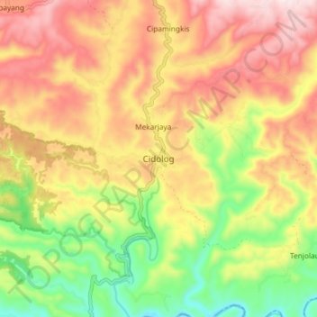 Топографическая карта Cidolog, высота, рельеф