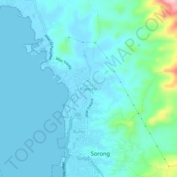 Топографическая карта Klawasi, высота, рельеф