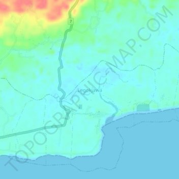 Топографическая карта Legokjawa, высота, рельеф