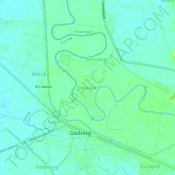 Топографическая карта Senawan, высота, рельеф