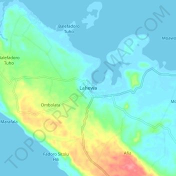Топографическая карта Lahewa, высота, рельеф