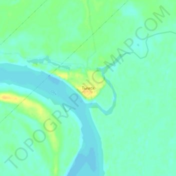 Топографическая карта Тымск, высота, рельеф