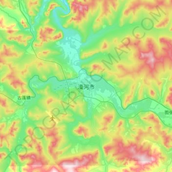 Топографическая карта 漠河市, высота, рельеф