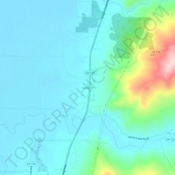 Топографическая карта Langlois, высота, рельеф