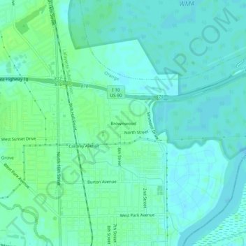 Топографическая карта Brownwood, высота, рельеф