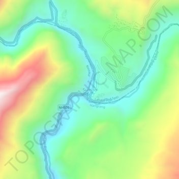 Топографическая карта Sumdo, высота, рельеф