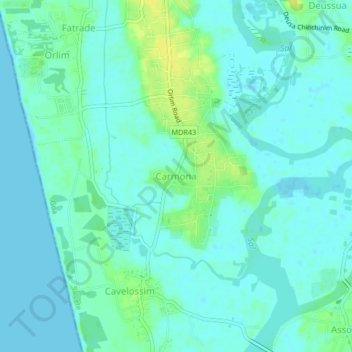 Топографическая карта Carmona, высота, рельеф