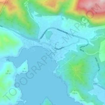 Топографическая карта Göcek, высота, рельеф