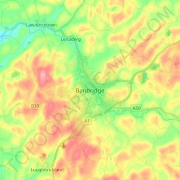 Топографическая карта Banbridge, высота, рельеф