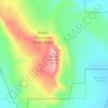 Топографическая карта Rabbit Mountain, высота, рельеф