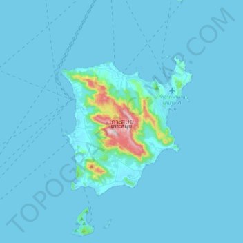 Топографическая карта Ko Samui, высота, рельеф