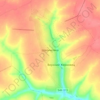 Топографическая карта Шалимовка, высота, рельеф