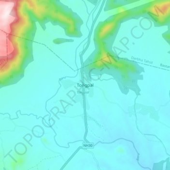 Топографическая карта Tongpal, высота, рельеф