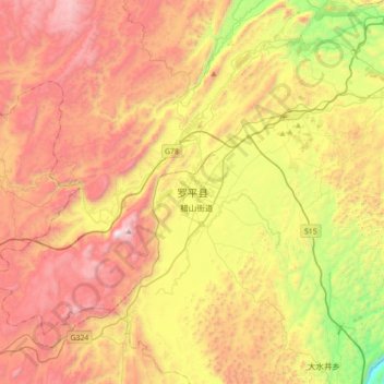 Топографическая карта Luoping, высота, рельеф