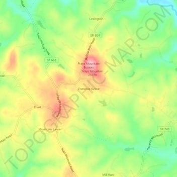 Топографическая карта Chestnut Grove, высота, рельеф