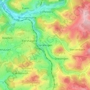 Топографическая карта Denklingen, высота, рельеф