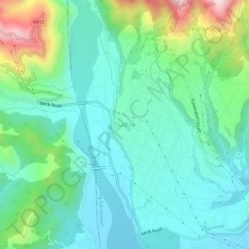 Топографическая карта Dudhia, высота, рельеф