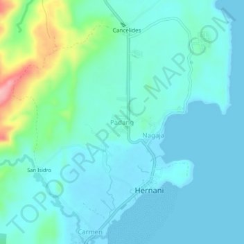 Топографическая карта Padang, высота, рельеф