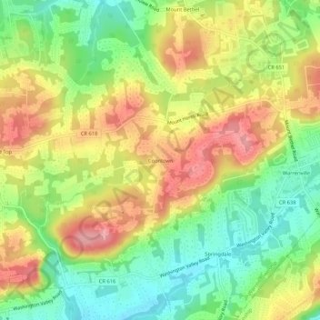 Топографическая карта Coontown, высота, рельеф