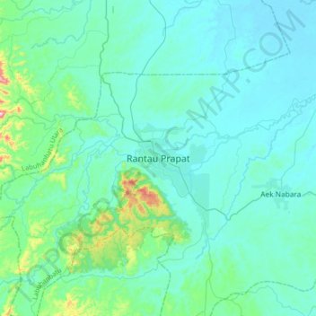 Топографическая карта Rantau Prapat, высота, рельеф