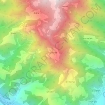 Топографическая карта Gothinda, высота, рельеф
