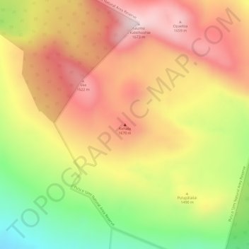 Топографическая карта Kohala, высота, рельеф