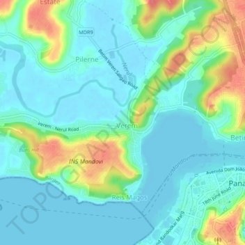 Топографическая карта Verem, высота, рельеф