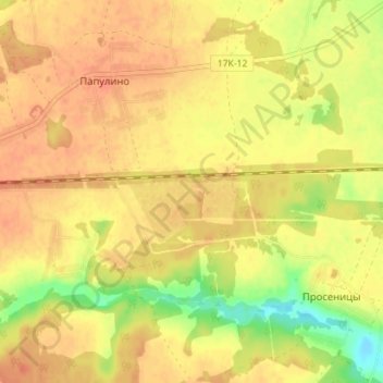 Топографическая карта Амосово, высота, рельеф